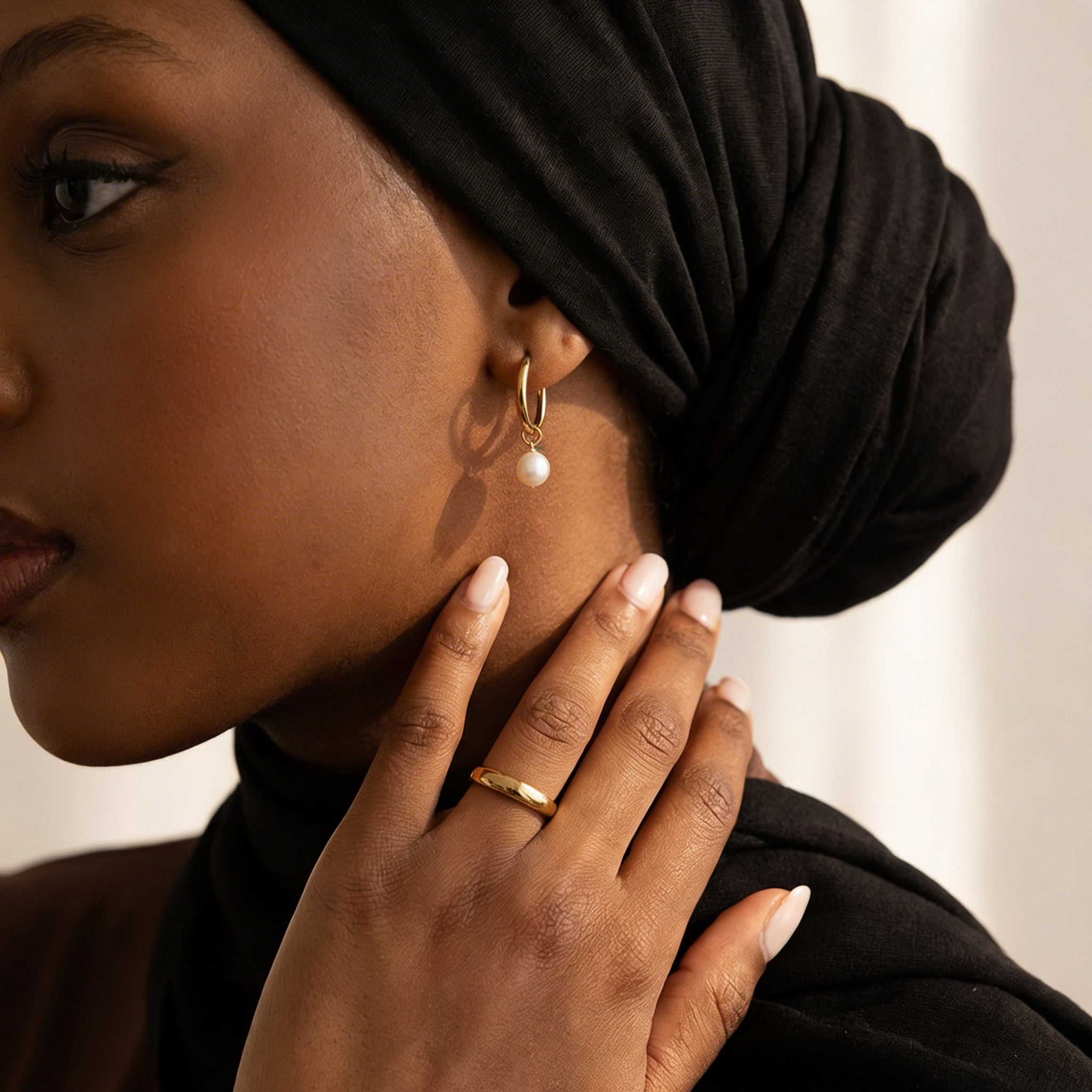 Pearl Hoop Earrings | Dainty