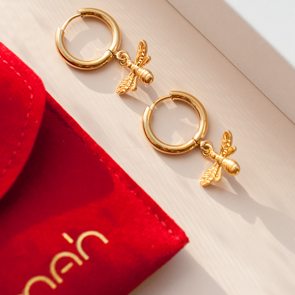 Bee Hoop Earrings