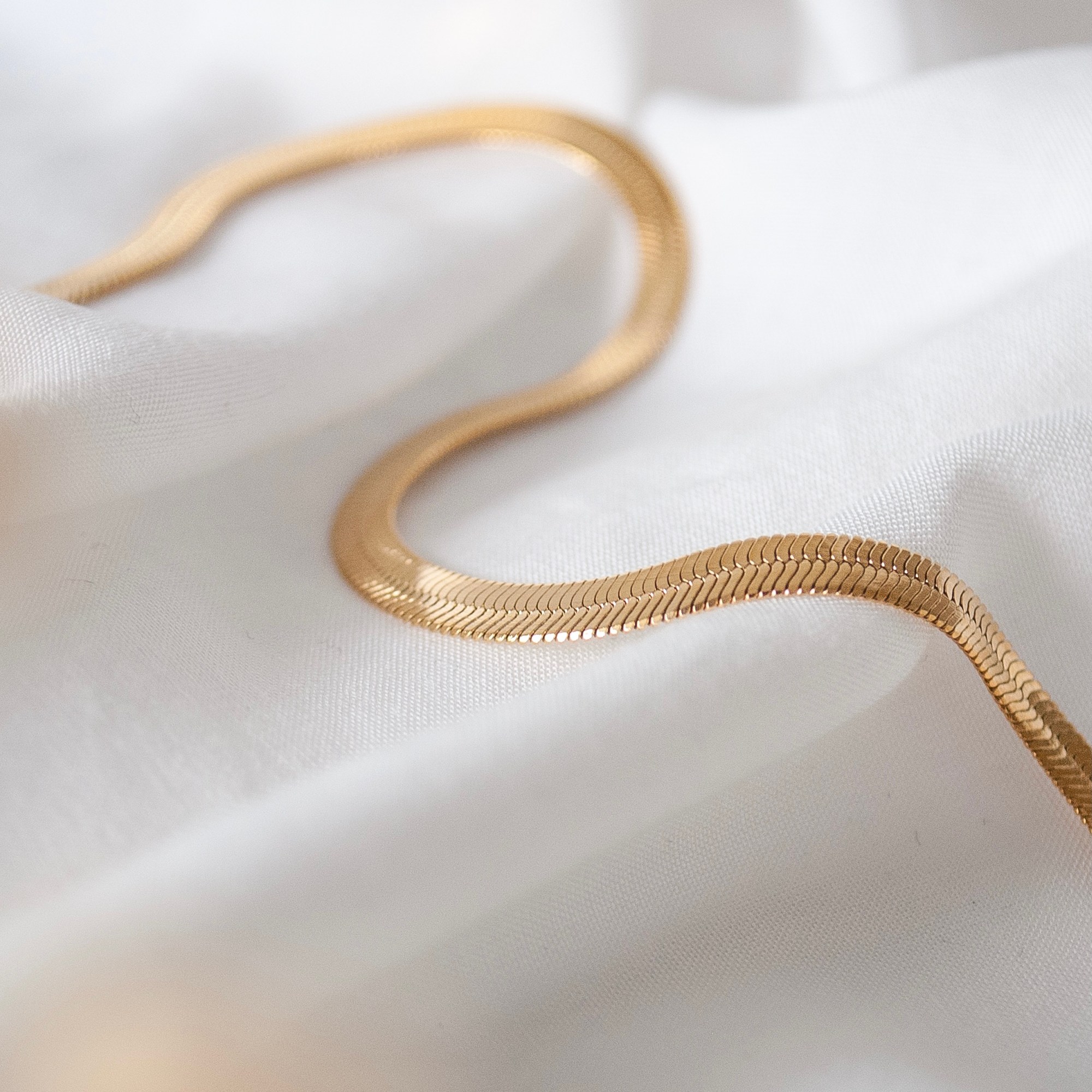 herringbone necklace 18k gold plated 